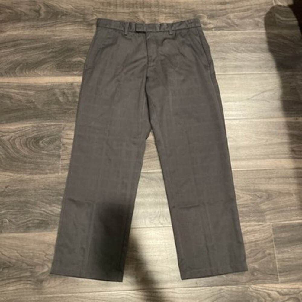 Ashworth Golf Pants Mens 34x30 Gray Plaid Pattern Polyester Flat Front Dress